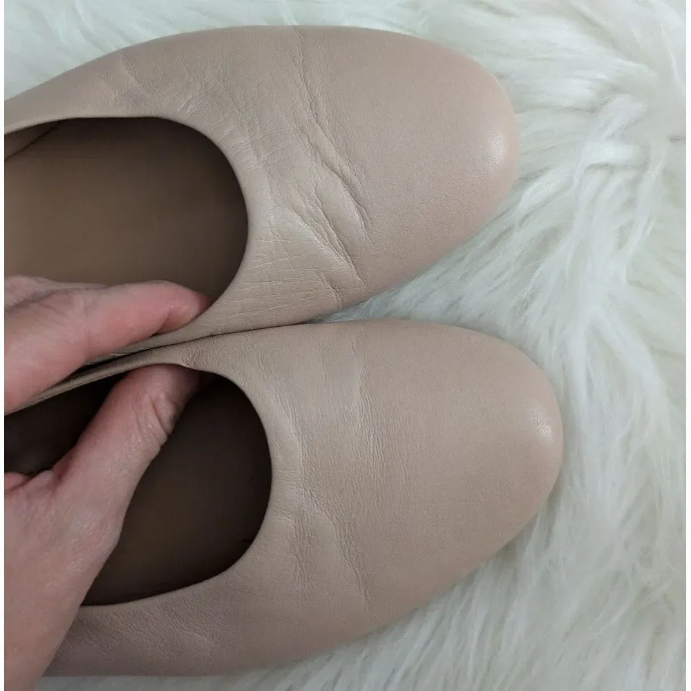 Lewit Leather Ballet Flats Pale Pink Round Toe 37.5 / 7